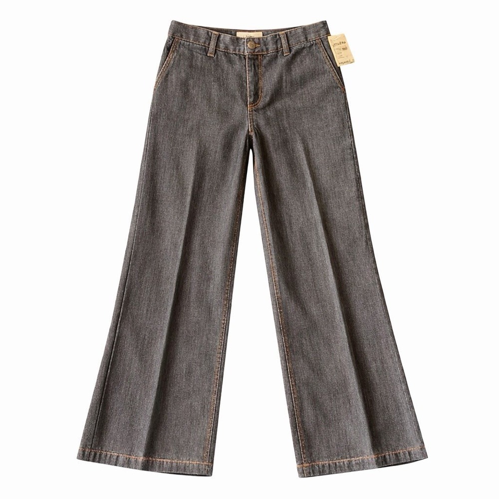 ZoZo Women's Y2K Black Wide Leg Jeans Sz 12 Yellow Red Contrast Stitch NWT